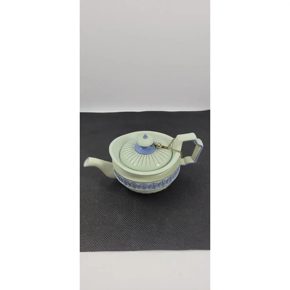 Vintage Nini Mini Ceramic Teapot Blue White Decorative Tea Pot Attached Lid